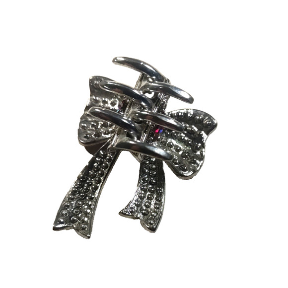 Ruby Red Rhinestone Bow Alligator Clip Hair Barrette Christmas Party Dance - Picture 5 of 8